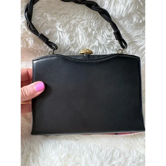 Harry Levine Vintage Handbag Purse Womens Small Black Gold Clasp Coin - Picture 2 of 10